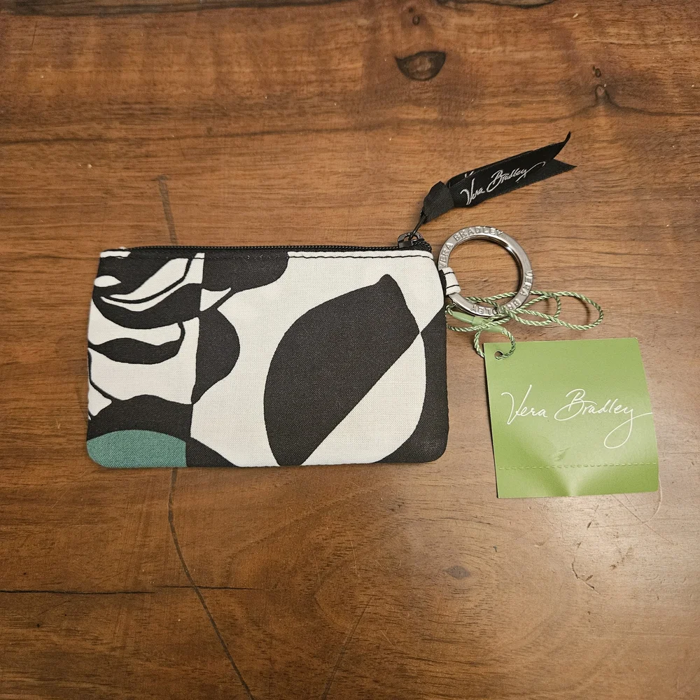 Vera Bradley Zip ID Case Pouch Mini Wallet Key‎ Ring Imperial Rose Retired NWT